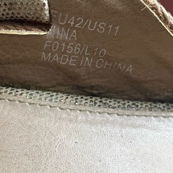 Y2K Calvin Klein Studded Wedge Raffia Edgy Canvas Sandals Size 11 Grunge - Picture 10 of 10